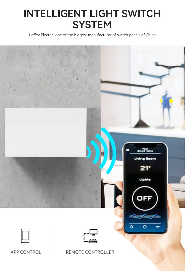 America Type 118 Size Tuya Zigbee 3.0 Glass Touch Wall Switch