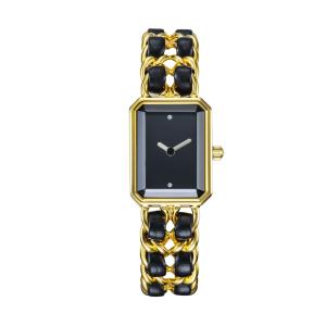 Wholesale High End Women Quartz Brass Wrist Watch PVD Gold Square Water Resistant from china suppliers