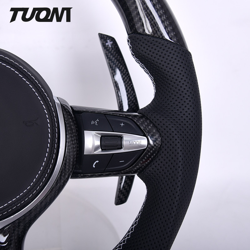 BMW Genuine Leather Carbon Fiber Steering Wheel With LED Design