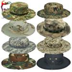 Black / White 100% Cotton Bucket Hat With Nylon Strings / Printed Embroidered