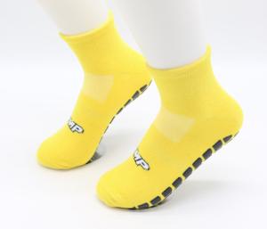 Wholesale Yellow Color Trampoline Grip Socks Polyester Non Slip Socks Jacquard Logo from china suppliers