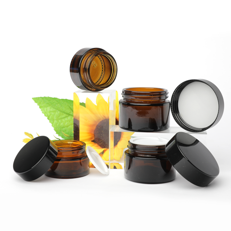 20g 30g Green Glass Cosmetic Jars Straight Round With Screw Cap