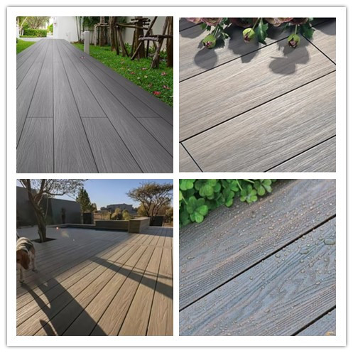 Solid WPC Outdoor 16 Ft Decking Boards Coextrusion Woodgrain Hollow Flooring