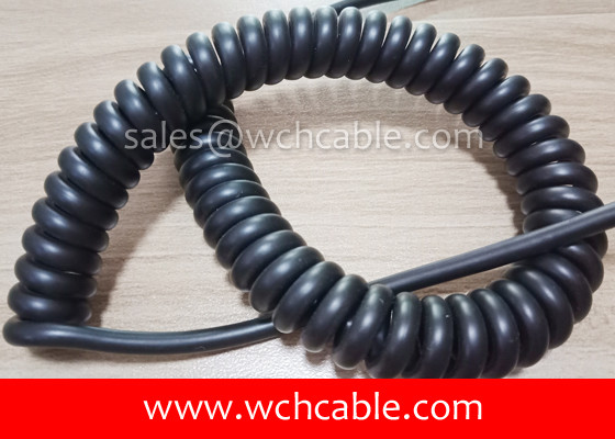UL Spiral Cable, AWM Style UL21820 24AWG 7C FT2 80°C 30V, HDPE / TPE
