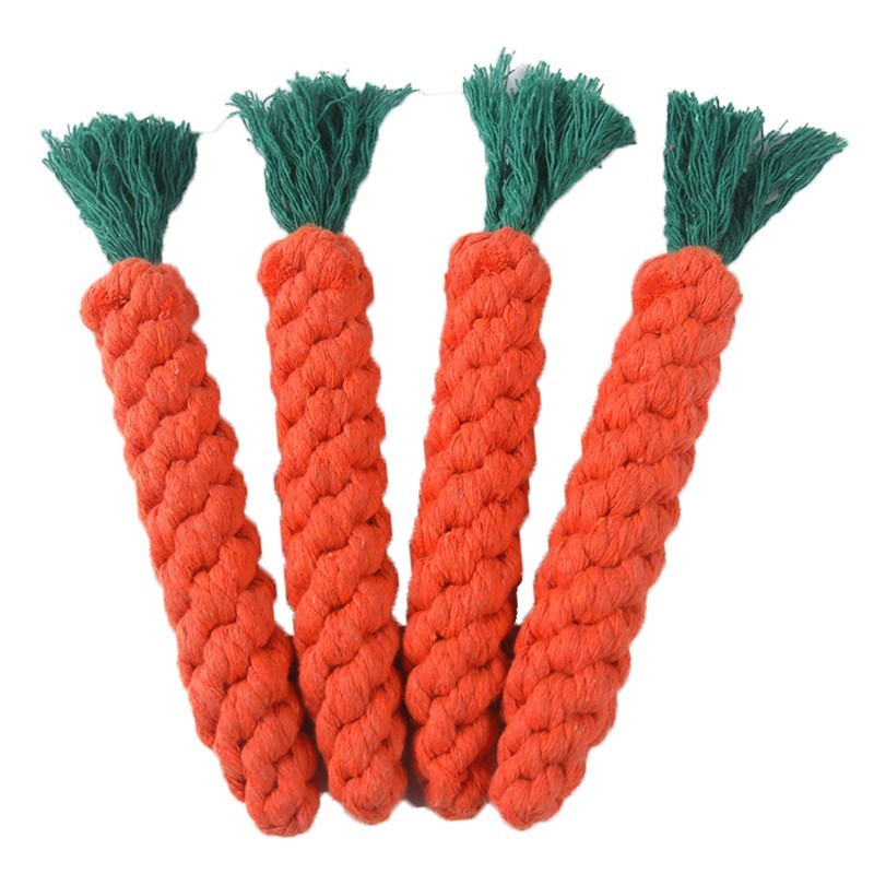 Braided Carrot Cotton Knotted Rope Toy Bite Resistant