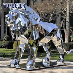 Wholesale Outdoor garden large abstract forged metal geometric lion sculpture from china suppliers