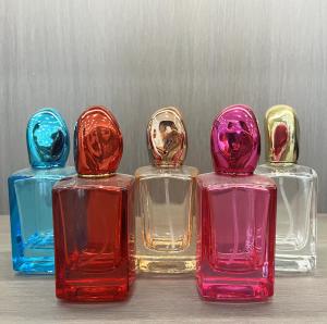 Wholesale High End Square Bottom Blue Perfume Bottle with Box Customized 30mL 50mL Clear Glass from china suppliers