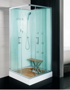 Wholesale Square Massage Bathroom Shower Cubicles With Stool Wooden Floor Frosted Glass from china suppliers