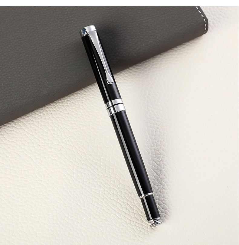 Custom Logo Printing Black White Slim Metal Ball Point Pen for Customized Color Gift