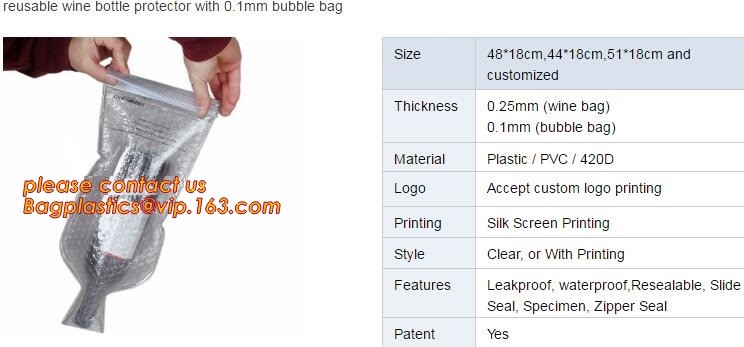 Zipped bottom plastic bottle wrap plastic bottle sleeves air wine slip Self zipped liquor bottle plastic wrap bagease pa