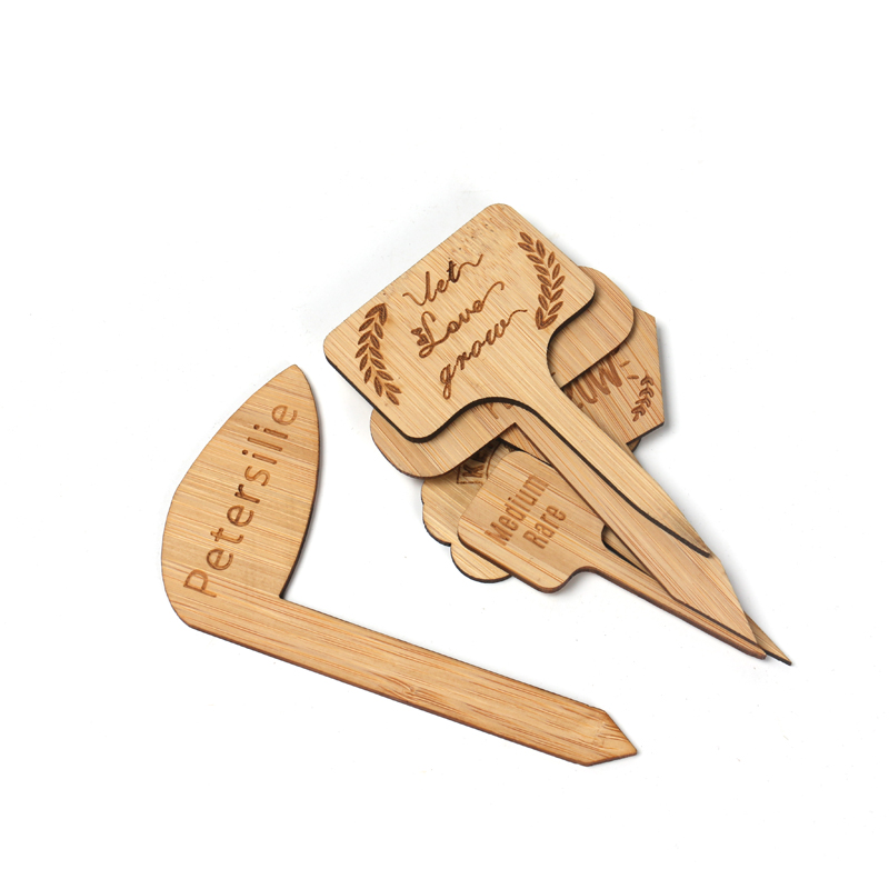 Custom Bamboo Tag Wood Garden Plants Labels T-Type/Square Round/Rectangle Shape Plant Sign Tags Gardening Stakes