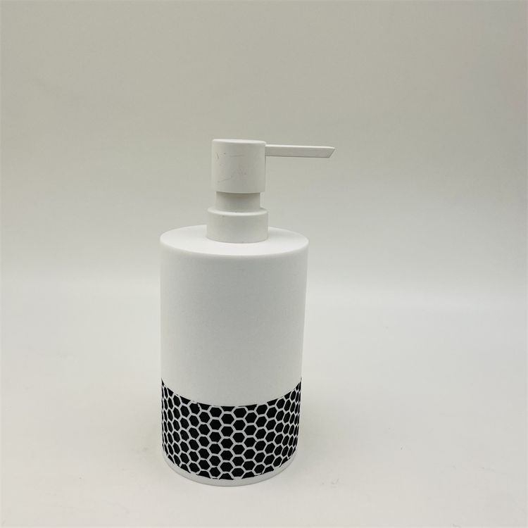 Luxury Polyresin Bathroom Accessories Sand Stone Black Color With Gold Band