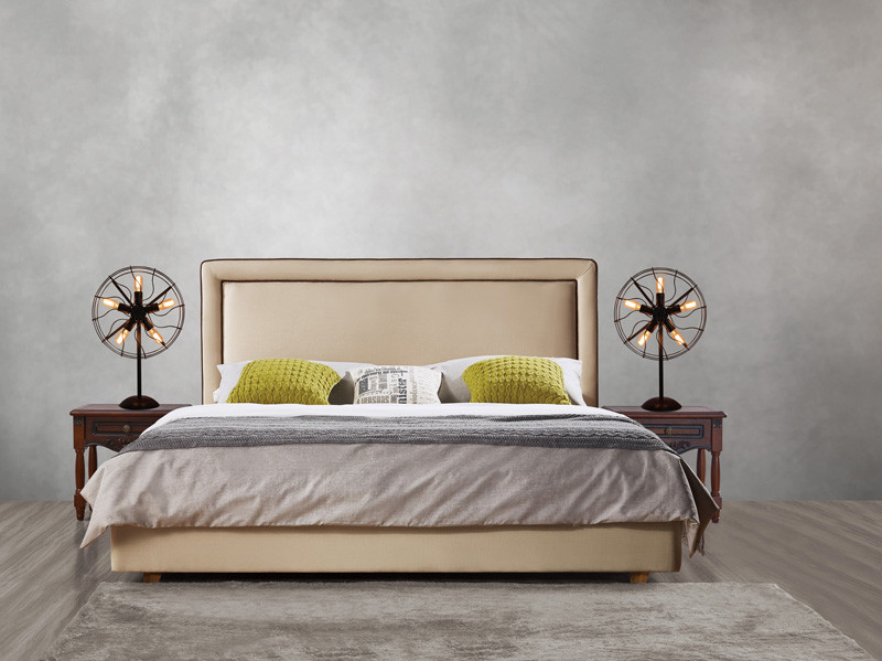 Leather Upholstered Headboard Custom Bed in hotel Guestroom king and queen size bedroom Wooden bed in High quality