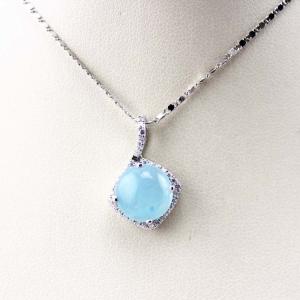 Wholesale 925 Silver Blue Chalcedony Cubic Zircon Pendant Enhancer Necklace (P74) from china suppliers