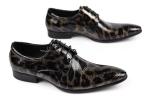Crocodile Style Mens Black Brogue Shoes , Fashion Nightclub Genuine Snakeskin