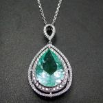 Women's Jewelry Pear Cutting Green Spinel Round White Cubic Zirconia 925