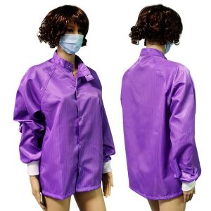 Wholesale Cleanroom Working Round Neck Purple ESD Jacket 5mm Stripe 99% Polyester from china suppliers