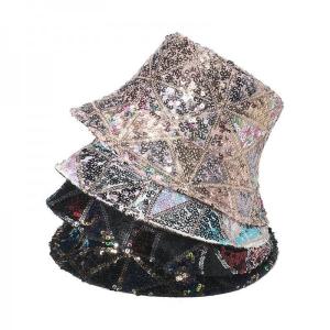 Wholesale Trendy Hip-hop Dance Fisherman Hat Punk Geometric Sequined Bucket Hat from china suppliers