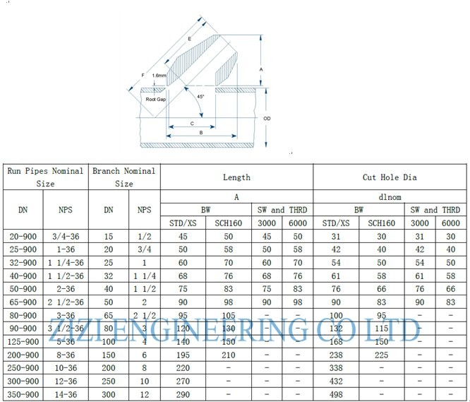 MSS SP 97 OLET Pipe Fittings Latrolet 8 Inch Sch 160 ASTM A182 F316L For Industry
