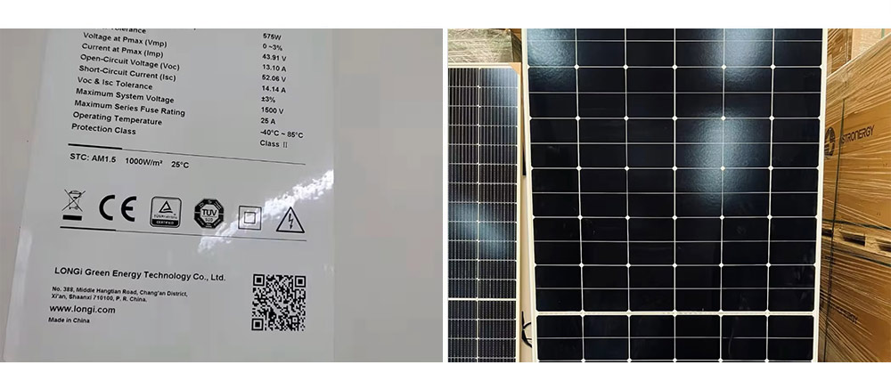 Longi Solar Panel 575Watts 585Watts 590Watts 182mmx182mm Cell Size 22.8% Efficiency