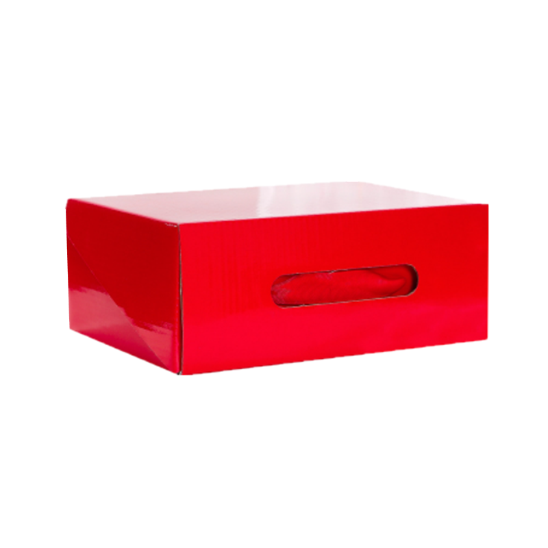 Ribbon Handle Foldable Corrugated Cardboard Handbag Packaging Box for Socks Clothing