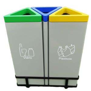 China 2020 New Design Hot Sale Outdoor Indoor Three Bins Set Garbage Bin Office Waste Cans on sale