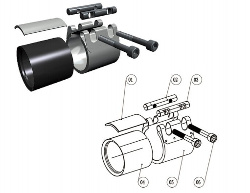 All Stainless Steel HDPE Pipe Coupling Leak Repair Clamp For Straight Pipeline