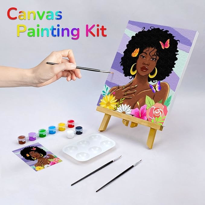 Butterfly Girl Cotton Pre Drawn Painting Canvas Kits For Adult Valentine Gifts