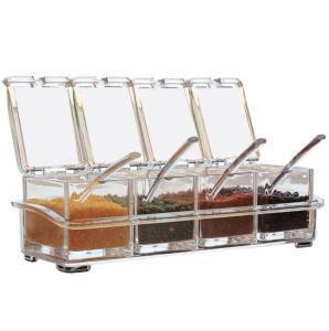 Wholesale Kitchen 4 Pieces Clear Acrylic Spice Box For Seasoning Condiment Storage from china suppliers