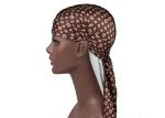 Small Print Brown LV Silk Silky Satin Designer Durag Supplier Bulk Wholesale