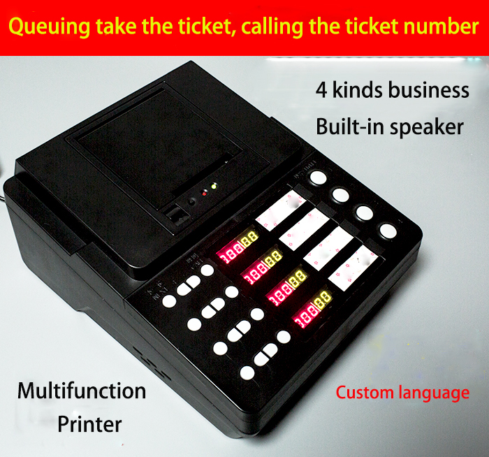 Multifunction wireless queue management ticket printer customer flow queue system