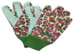 Green Knit Wrist Working Hands Gloves Green PVC Dot Grip Garden Cotton Canvas