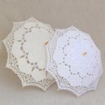 Vintage Lace Wedding Parasol Umbrella 48cm White black and beige colors