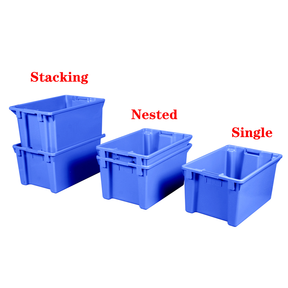 Square Rectangular Industrial Stacking Nesting Plastic Storage Crate
