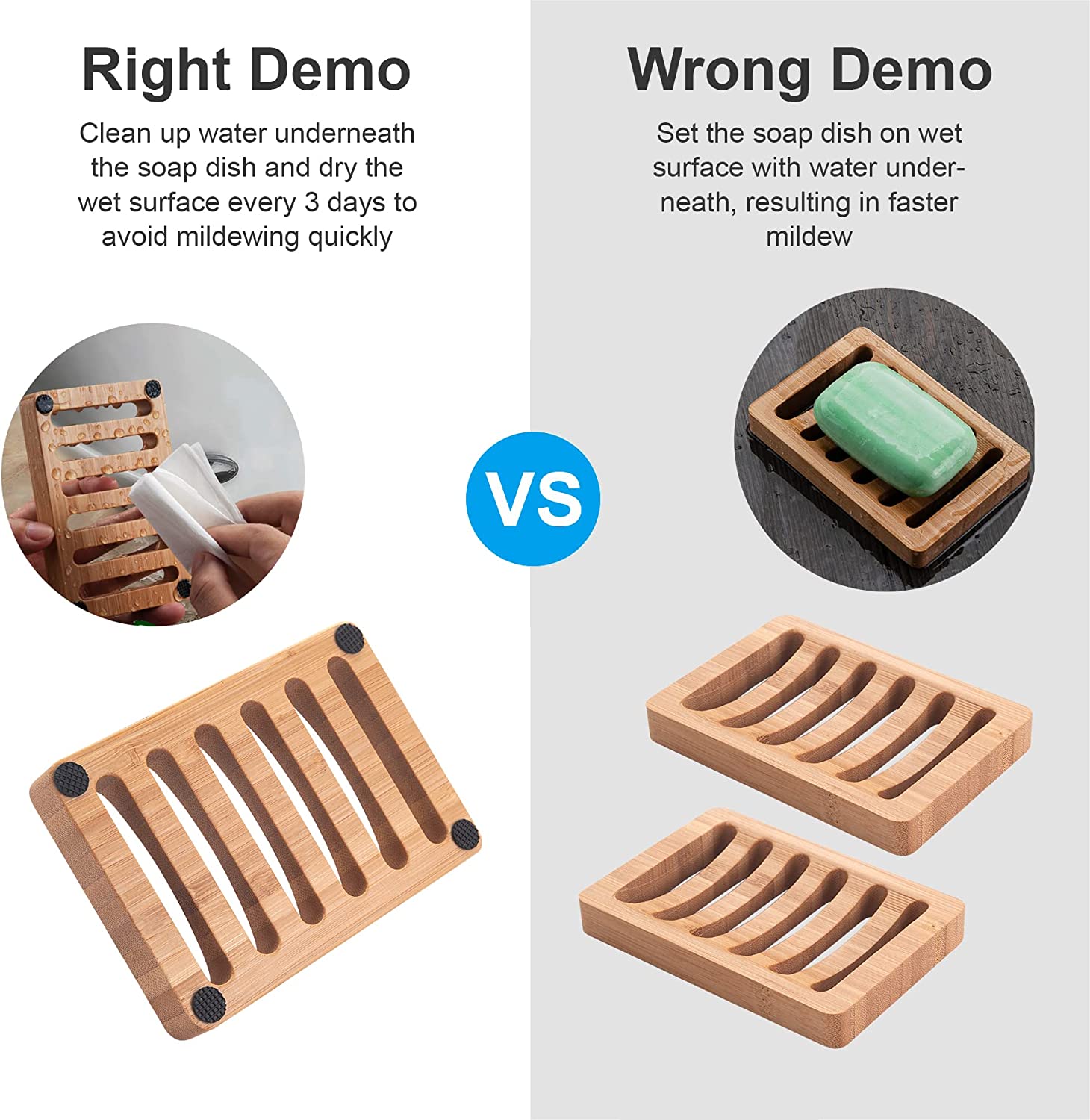 Eco Friendly Natural Wooden Soap Storage Rack Bamboo Wood Soap Dish Holder for Bathroom