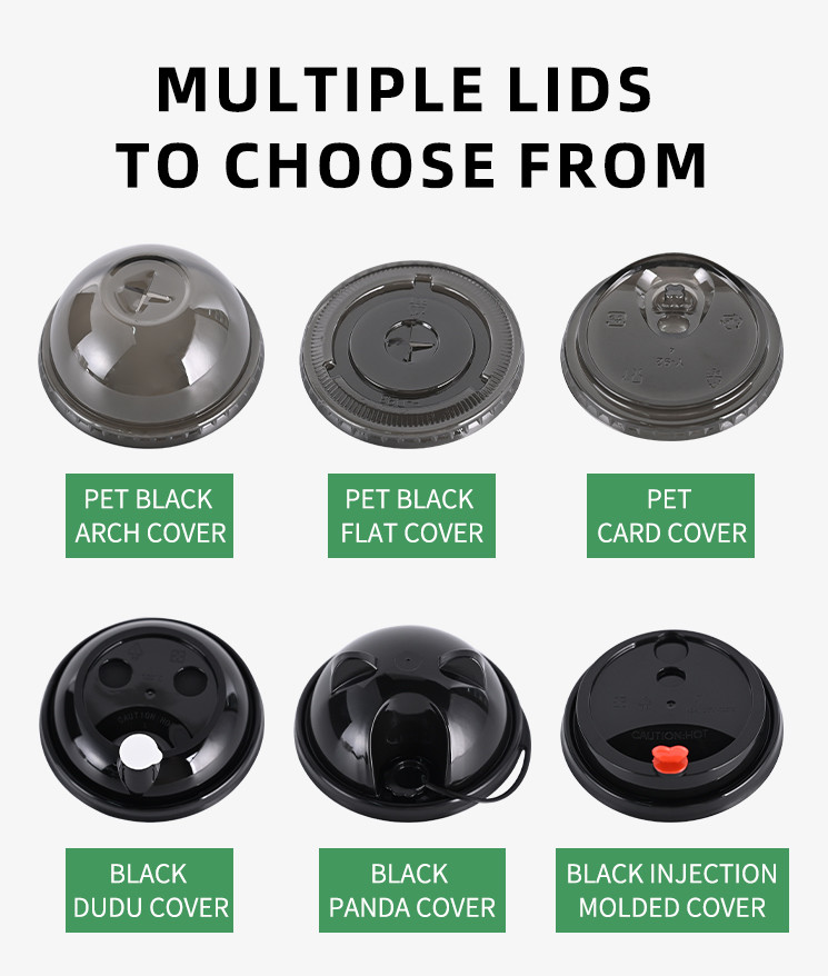 Custom Logo Hard Plastic Coffee Cups 24 Oz Pp Cups Black With Lids