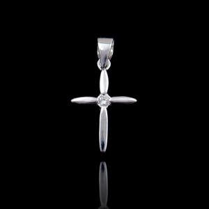 Wholesale Cross Shape Silver Cubic Zirconia Pendant For Engagement , Gift , Party from china suppliers