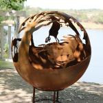 Outdoor Modern Corten Steel Fire Pit Sphere heavy duty fire bowls