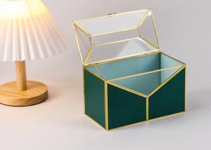 Wholesale Nordic luxury dark green leather Brass Tissue Box Cosmetic Storage box tray Bedroom dresser shelving from china suppliers