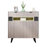 Wooden Doorway Shoe Rack Cabinet Tall Shoe Cabinet Storage 4 Tiers 2 Drawers
