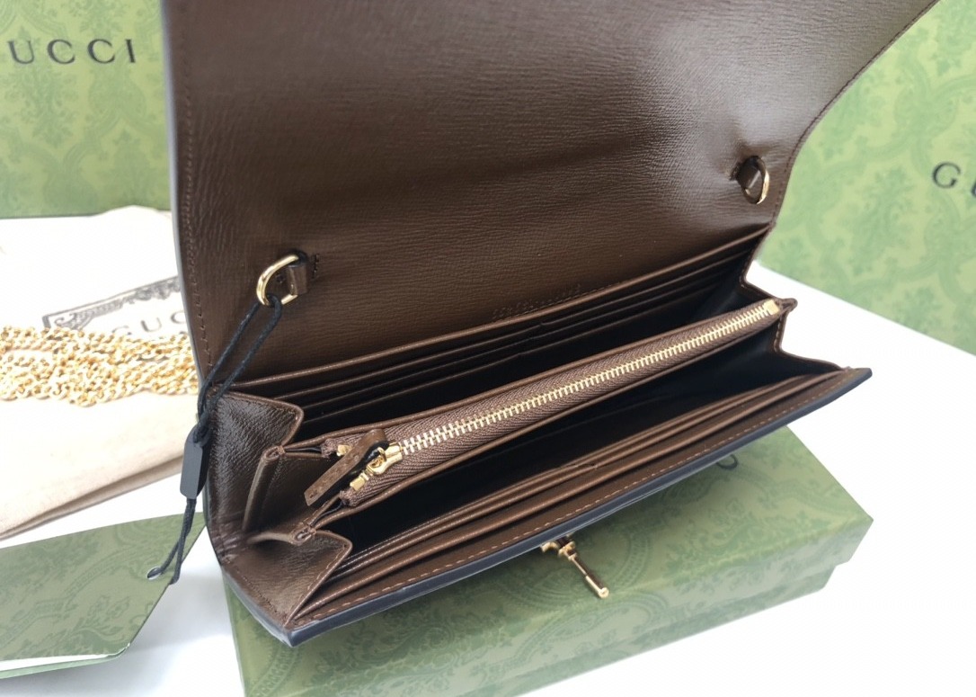 Brown Leather 1961 Series Elegant Chain Bag With Classic Double G Letters