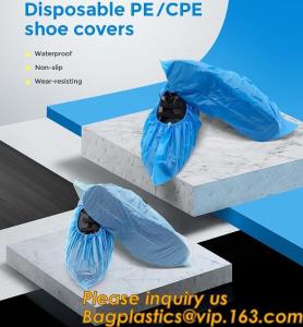 Wholesale Safety Products Equipment Indoor Disposable medical plastic shoe covers waterproof PE CPE material,PE material blue shoe from china suppliers