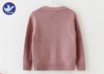 V Neck Light Pink Girls Cardigan , Girls Button Up Cardigan Two Patch Pockets