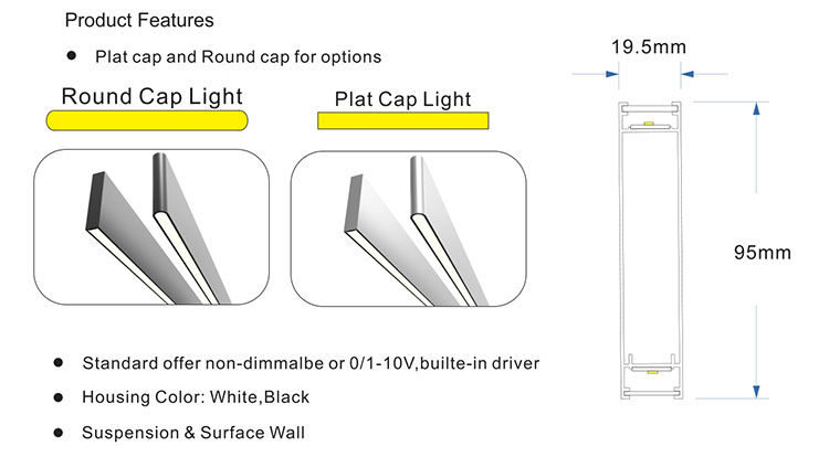 Black / White Linear LED Pendant Lights 2 Years Warranty For Office