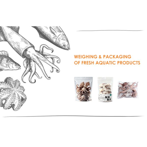 Doypack Auto Fill Seal Pouch Bag Packaging Machine Cuttlefish Seafood Flip Multi Head Scale Premade Bag Packing Machine