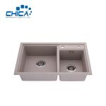 Double Bowl Granite Kitchen Sink Topmount Quartz Granite Stone Composite Sink