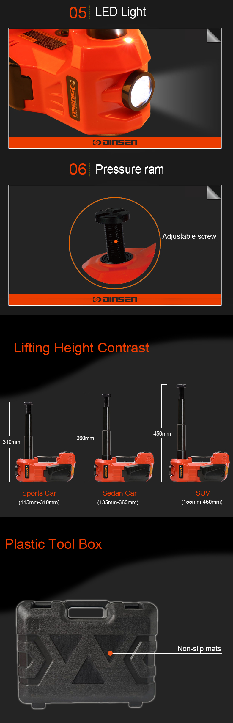 5 Ton Heavy Duty Floor Jack for car lift ASME2014 Approved 0.6m Air Hose
