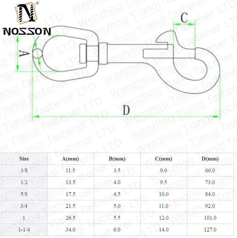 Plain Finish Stainless Steel Bolt Snap Swivel Carabiner for General Industry 10mm