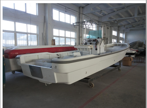 6 M Fiberglass Hull Pontoon Fishing Boats , 6 Person Inflatable Boat With Center Console