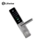 Garbled Digital Fingerprint Door Lock Touch Screen MF1 Card Silver / Red Brass